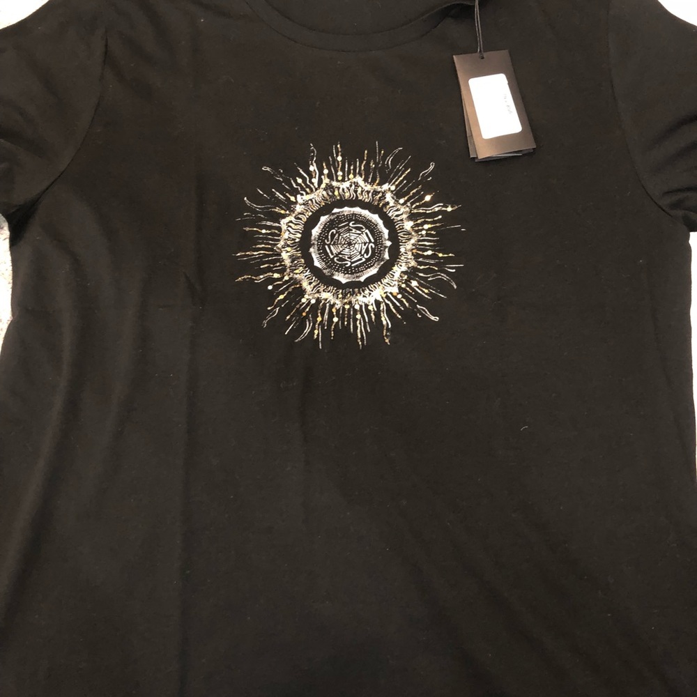 Saint Laurent Black and Gold Short Sleeve Tee